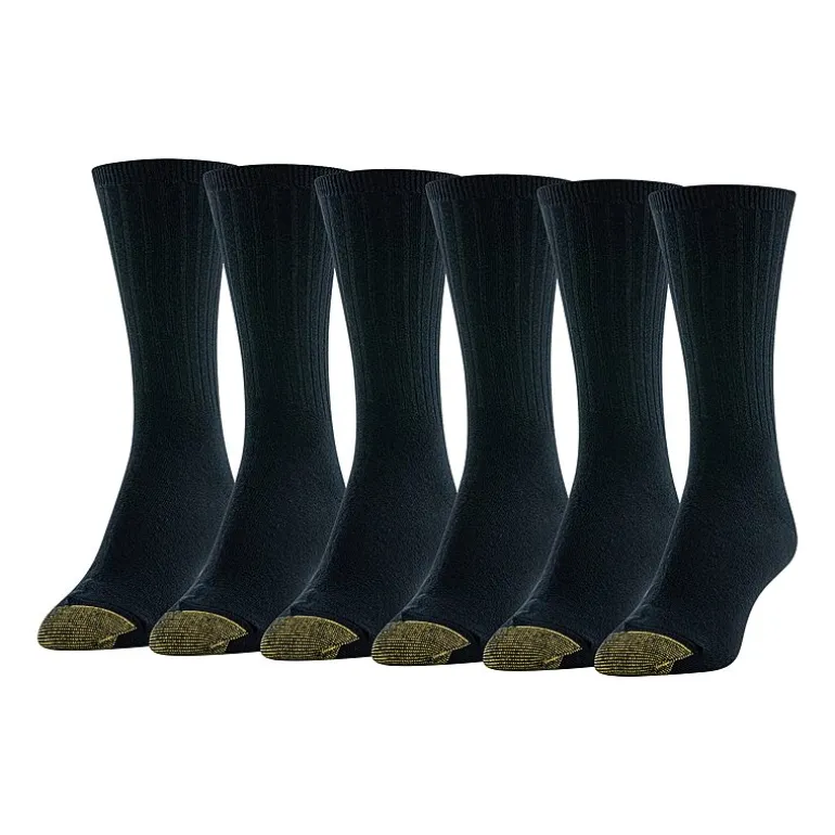 Gold Toe Ribbed Womens 6 Pair Crew Socks