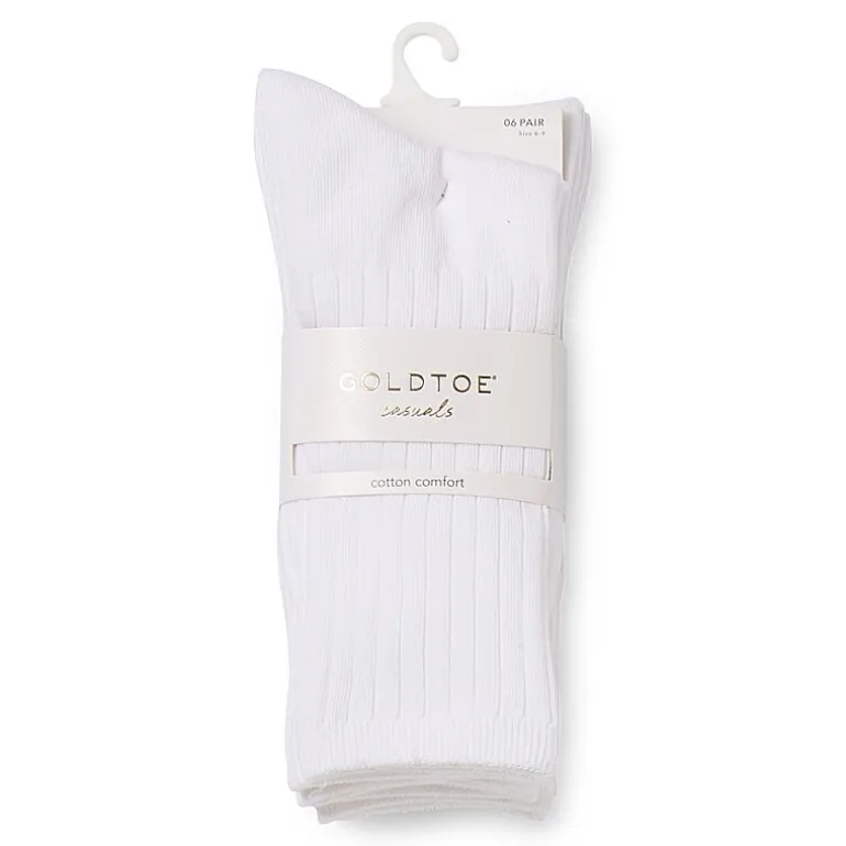Gold Toe Ribbed Womens 6 Pair Crew Socks