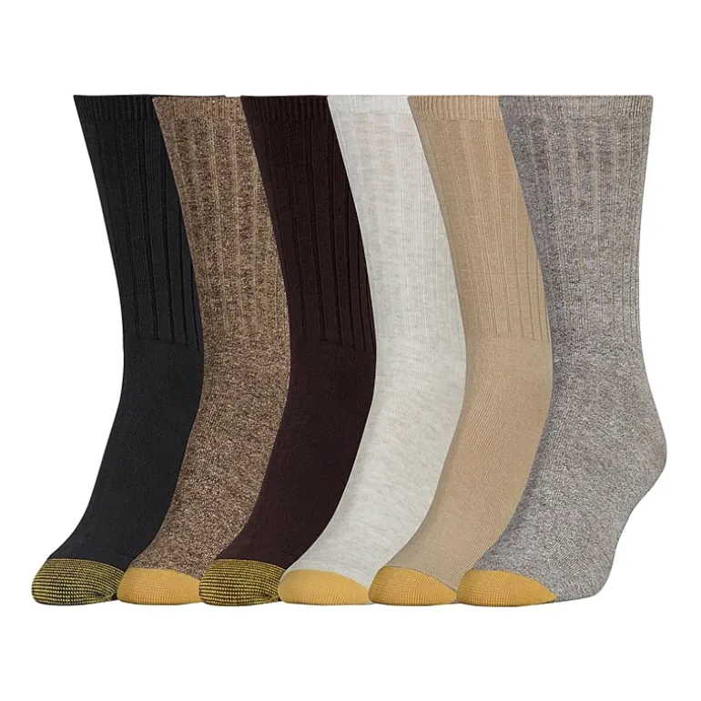 Gold Toe Ribbed Womens 6 Pair Crew Socks