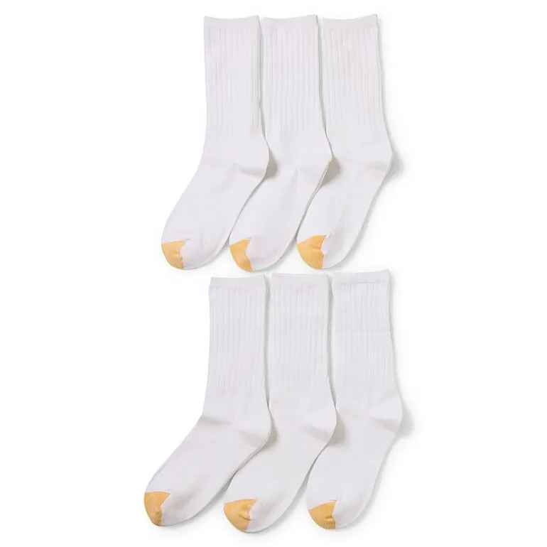 Gold Toe Ribbed Womens 6 Pair Crew Socks