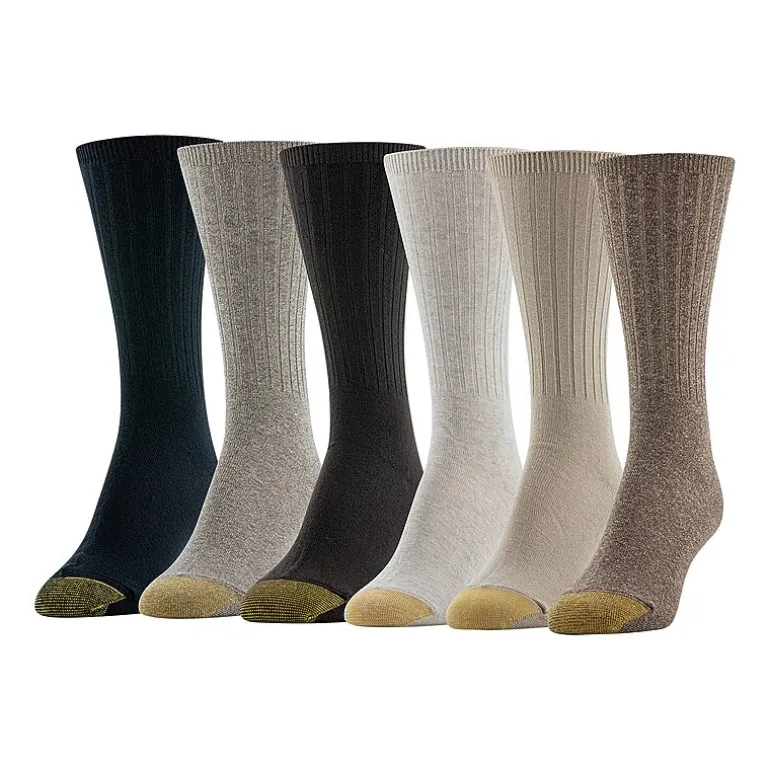 Gold Toe Ribbed Womens 6 Pair Crew Socks