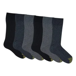 Gold Toe Stanton Mens 6 Pair Big and Tall Crew Socks