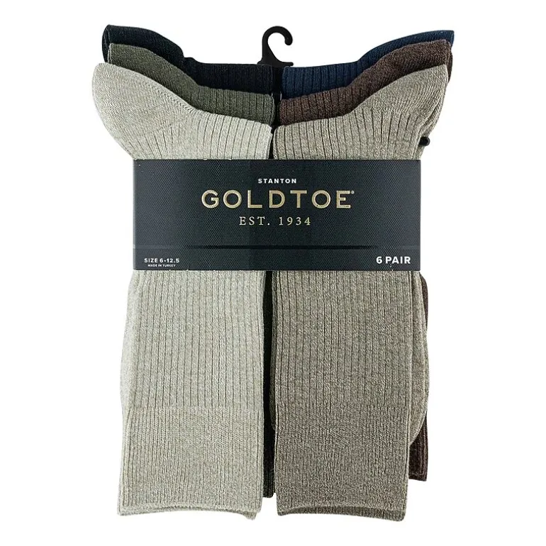 Gold Toe Stanton Mens 6 Pair Crew Socks