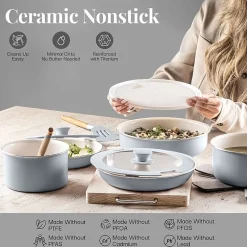 Gotham Steel Ceramic 18-pc. Non-Stick Cookware Set with Detachable Handles