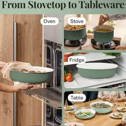 Gotham Steel Ceramic 18-pc. Non-Stick Cookware Set with Detachable Handles