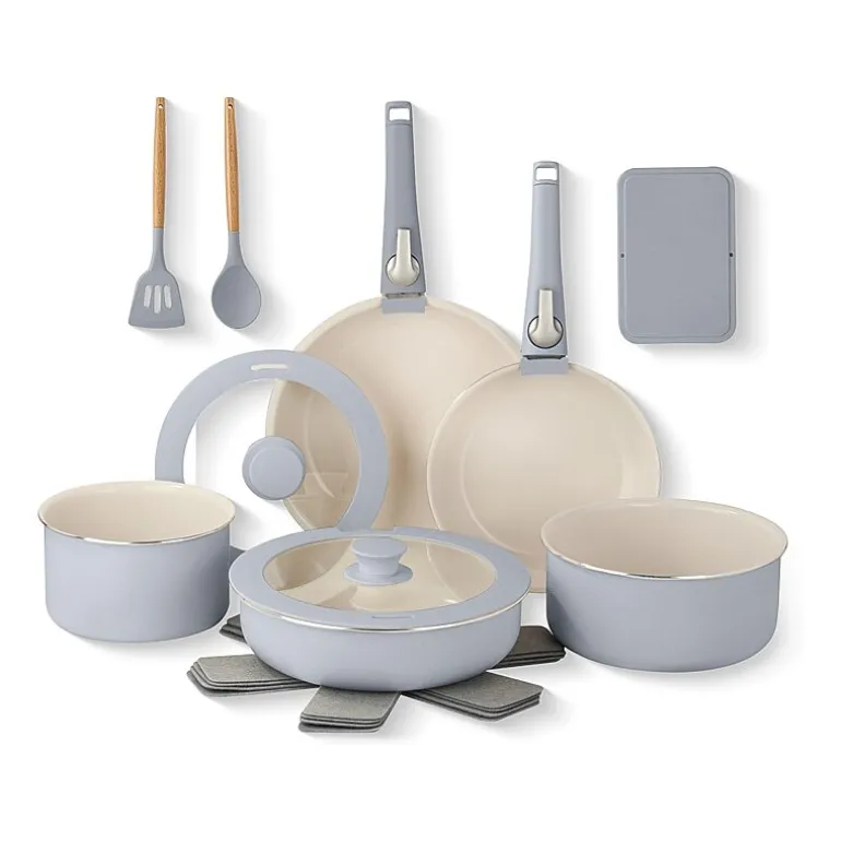 Gotham Steel Ceramic 18-pc. Non-Stick Cookware Set with Detachable Handles
