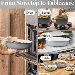 Gotham Steel Ceramic 18-pc. Non-Stick Cookware Set with Detachable Handles