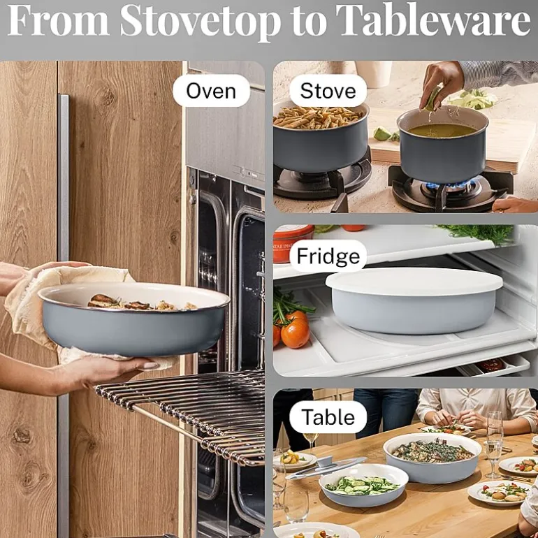 Gotham Steel Ceramic 18-pc. Non-Stick Cookware Set with Detachable Handles