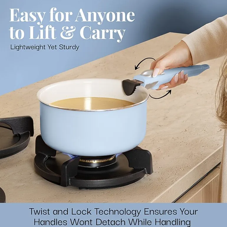 Gotham Steel Ceramic 18-pc. Non-Stick Cookware Set with Detachable Handles