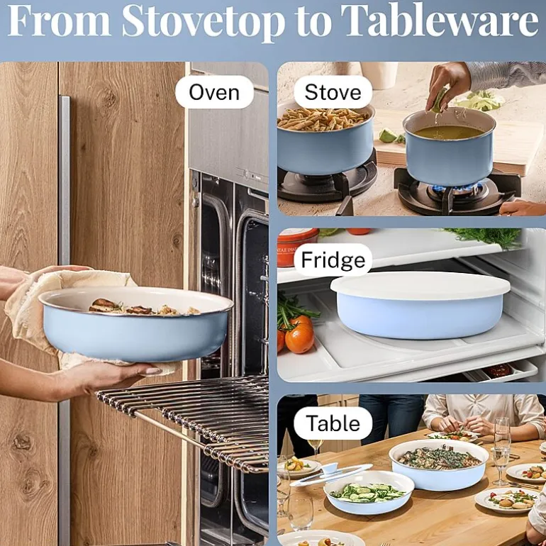 Gotham Steel Ceramic 18-pc. Non-Stick Cookware Set with Detachable Handles
