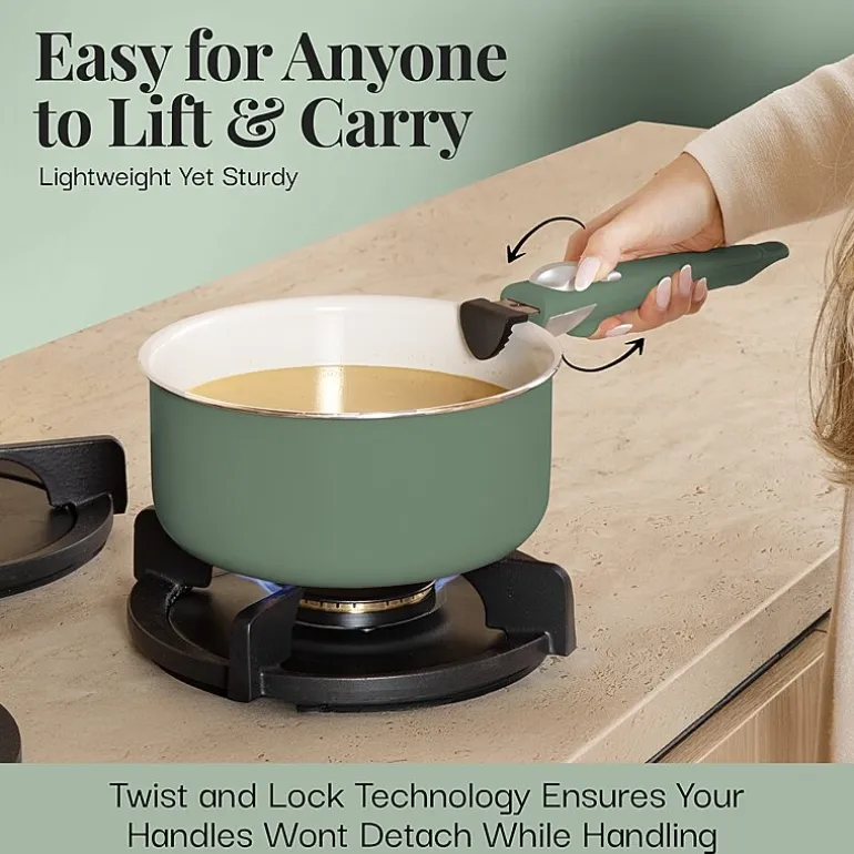 Gotham Steel Ceramic 18-pc. Non-Stick Cookware Set with Detachable Handles