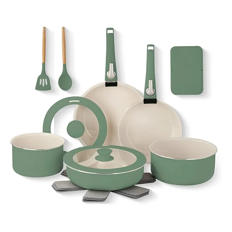 Gotham Steel Ceramic 18-pc. Non-Stick Cookware Set with Detachable Handles