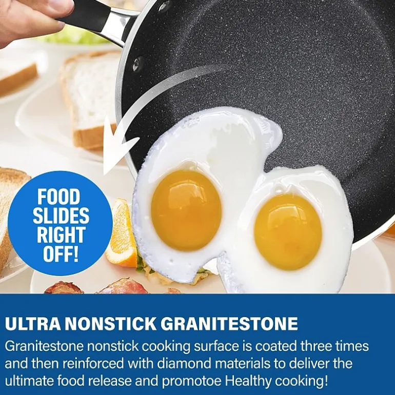 Granitestone 3-pc. Nonstick Fry Pan Set With Rubber Grip Handles
