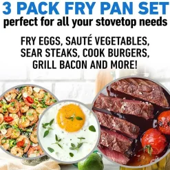 Granitestone 3-pc. Nonstick Fry Pan Set With Rubber Grip Handles