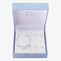 Gratitude & Grace Girls Cubic Zirconia Pure Silver Over Brass Cross 3-pc. Jewelry Set