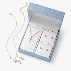 Gratitude & Grace Girls Cubic Zirconia 14K Gold Over Brass Cross Heart 3-pc. Jewelry Set