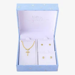 Gratitude & Grace Girls Cubic Zirconia 14K Gold Over Brass Cross Heart 3-pc. Jewelry Set