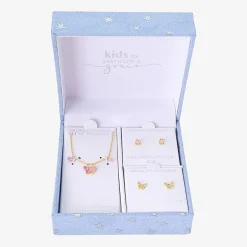 Gratitude & Grace Girls Pink Cubic Zirconia 14K Gold Over Brass Butterfly 3-pc. Jewelry Set