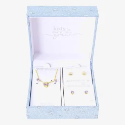 Gratitude & Grace Girls Purple Cubic Zirconia 14K Gold Over Brass Heart 3-pc. Jewelry Set