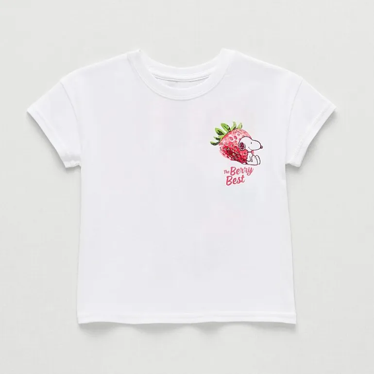 Grayson Little Toddler Girls Crew Neck Short Sleeve Relaxed Fit Snoopy Graphic T-Shirt