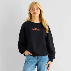 Grayson Threads, The Label Diet Coke Crew Fleece Womens Juniors Crew Neck Long Sleeve Sweatshirt