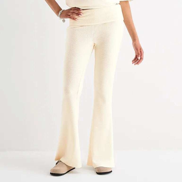 Grayson Threads, The Label Girls Night In Fold Over Waistband Loose Legging Womens Juniors Wide Leg Mid Rise Hello Kitty Pull-On Pant