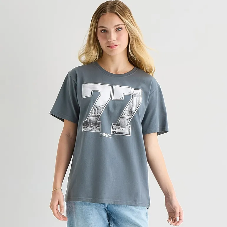 Grayson Threads, The Label New York Boyfriend Tee Womens Juniors Crew Neck Short Sleeve Loose Fit Graphic T-Shirt