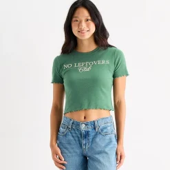 Grayson Threads, The Label No Leftovers Club Baby Tee Womens Juniors Crew Neck Short Sleeve Fitted Graphic T-Shirt