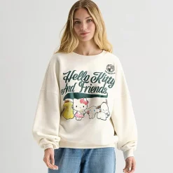 Grayson Threads, The Label Womens Juniors Crew Neck Long Sleeve Hello Kitty Sweatshirt
