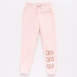 Grayson Threads, The Label Womens Juniors Drawstring Waist Cuffed Mid Rise Hello Kitty Fleece Sweatpant