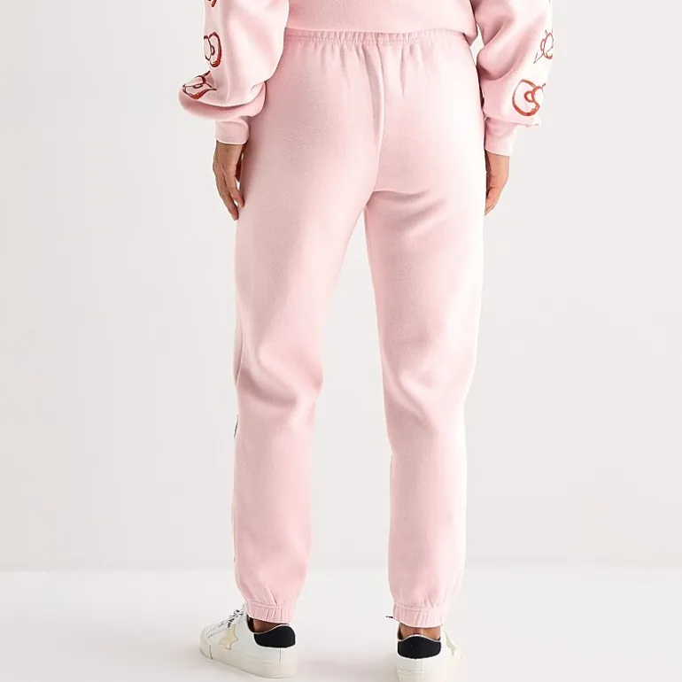 Grayson Threads, The Label Womens Juniors Drawstring Waist Cuffed Mid Rise Hello Kitty Fleece Sweatpant