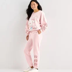 Grayson Threads, The Label Womens Juniors Drawstring Waist Cuffed Mid Rise Hello Kitty Fleece Sweatpant