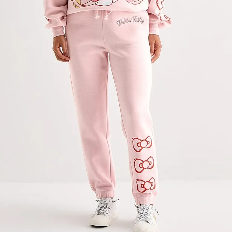Grayson Threads, The Label Womens Juniors Drawstring Waist Cuffed Mid Rise Hello Kitty Fleece Sweatpant