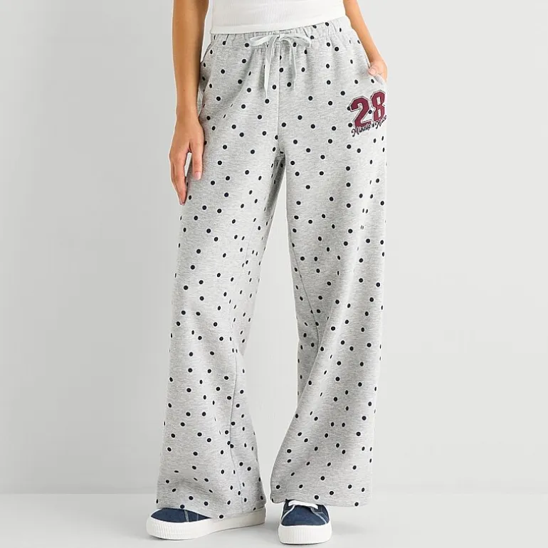Grayson Threads, The Label Womens Juniors Wide Leg Mid Rise Minnie Mouse Fleece Sweatpant