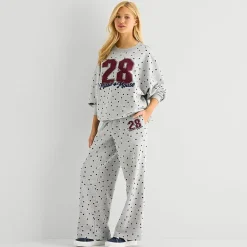 Grayson Threads, The Label Womens Juniors Wide Leg Mid Rise Minnie Mouse Fleece Sweatpant