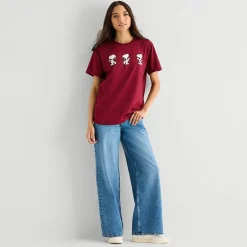 Grayson Threads, The Label Womens Juniors Crew Neck Short Sleeve Loose Fit Snoopy Graphic T-Shirt
