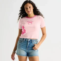 Grayson Threads, The Label Womens Juniors Crew Neck Short Sleeve Fitted Betty Boop Graphic T-Shirt