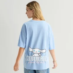 Grayson Threads, The Label Womens Juniors Crew Neck Short Sleeve Oversized Cinnamoroll Graphic T-Shirt