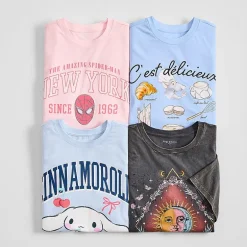 Grayson Threads, The Label Womens Juniors Short Sleeve Cinnamoroll Graphic T-Shirt
