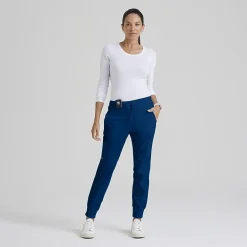 Grey's Anatomy™ by Barco Classic Grp534 Kira 5-Pocket Mid-Rise Jogger Womens Petite Moisture Wicking Scrub Pant