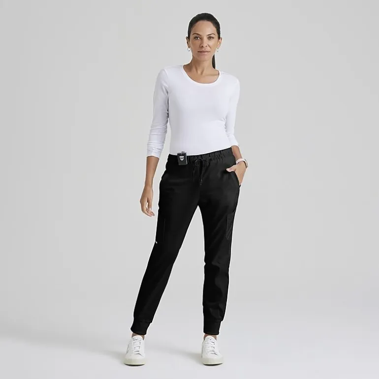 Grey's Anatomy™ by Barco Classic Grp534 Kira 5-Pocket Mid-Rise Jogger Womens Petite Moisture Wicking Scrub Pant