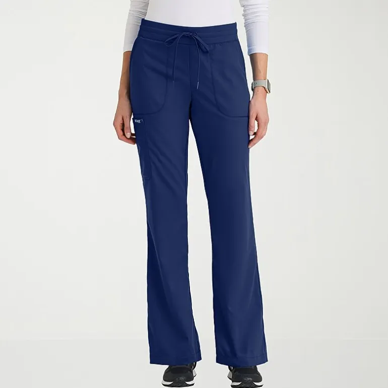 Grey's Anatomy™ by Barco Classic Grp735 Erin 5-Pocket Mid-Rise Fit & Flare Leg Womens Petite Stretch Fabric Moisture Wicking Scrub Pant