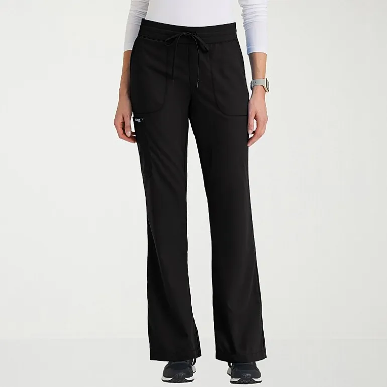 Grey's Anatomy™ by Barco Classic Grp735 Erin 5-Pocket Mid-Rise Fit & Flare Leg Womens Petite Stretch Fabric Moisture Wicking Scrub Pant