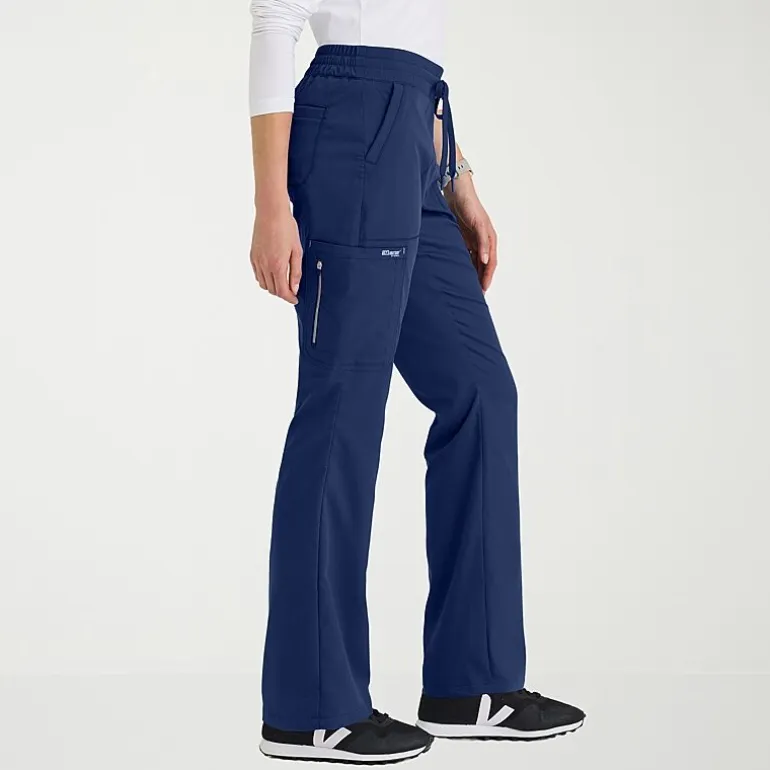 Grey's Anatomy™ by Barco Classic Grp735 Erin 5-Pocket Mid-Rise Fit & Flare Leg Womens Petite Stretch Fabric Moisture Wicking Scrub Pant