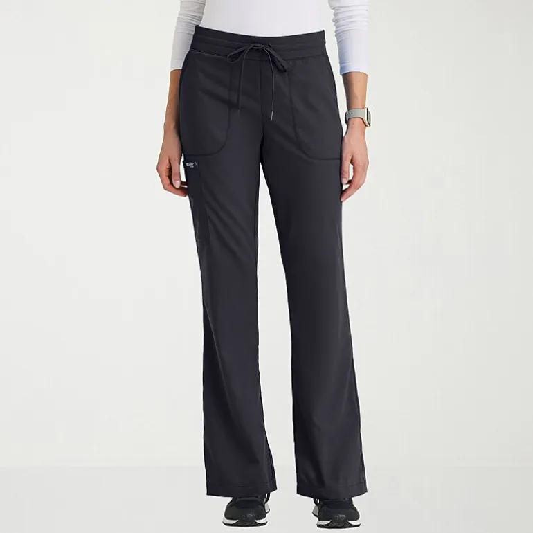 Grey's Anatomy™ by Barco Classic Grp735 Erin 5-Pocket Mid-Rise Fit & Flare Leg Womens Petite Stretch Fabric Moisture Wicking Scrub Pant