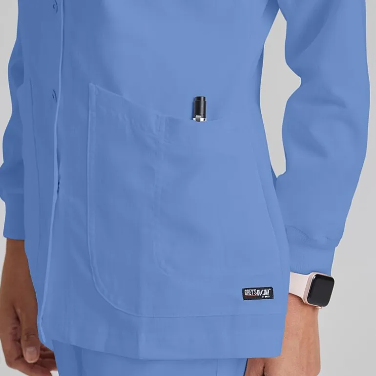 Grey's Anatomy™ by Barco Classic 4450 Jamie 4-Pocket Crewneck Snap-Front Womens Tag Free Scrub Jackets
