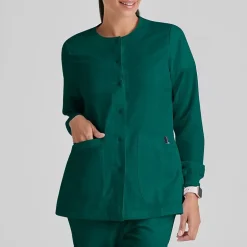 Grey's Anatomy™ by Barco Classic 4450 Jamie 4-Pocket Crewneck Snap-Front Womens Tag Free Scrub Jackets