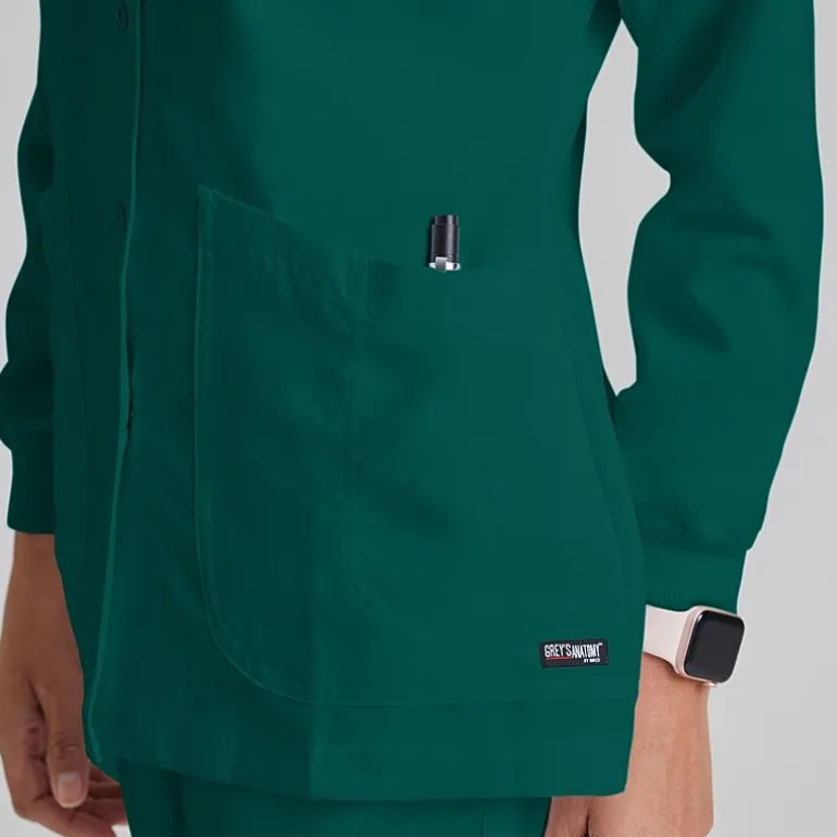Grey's Anatomy™ by Barco Classic 4450 Jamie 4-Pocket Crewneck Snap-Front Womens Plus Tall Tag Free Scrub Jackets