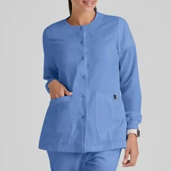 Grey's Anatomy™ by Barco Classic 4450 Jamie 4-Pocket Crewneck Snap-Front Womens Plus Tall Tag Free Scrub Jackets