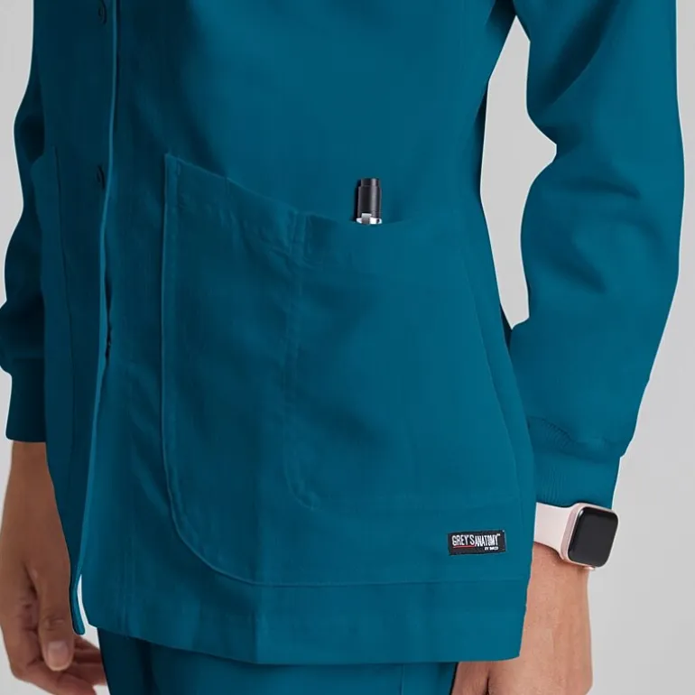 Grey's Anatomy™ by Barco Classic 4450 Jamie 4-Pocket Crewneck Snap-Front Womens Plus Tall Tag Free Scrub Jackets